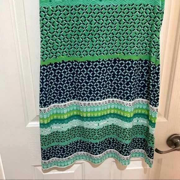 DONNA Morgan Shift Dress green short sleeve DM geometric design size small - Picture 4 of 5